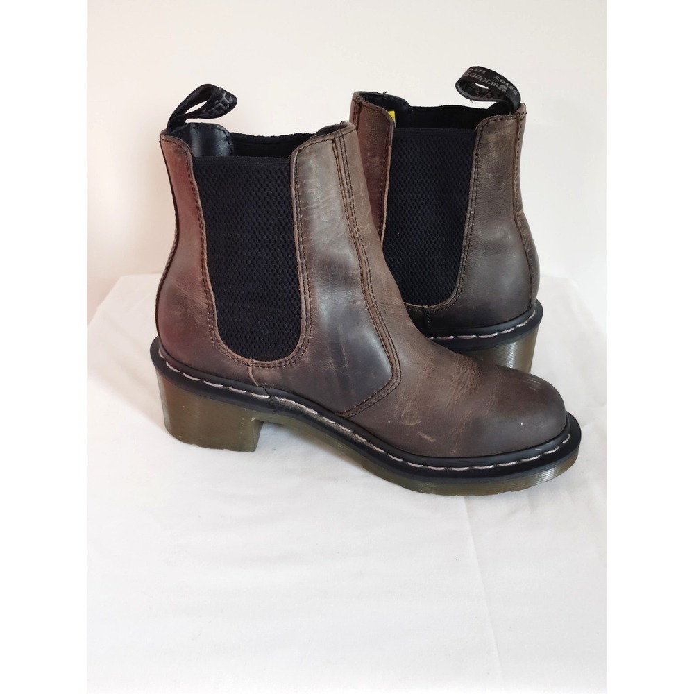 Dr. Martens Cadence Distressed Brown Leather Heeled Gothic Chelsea Boots Women 7 - Picture 15 of 15